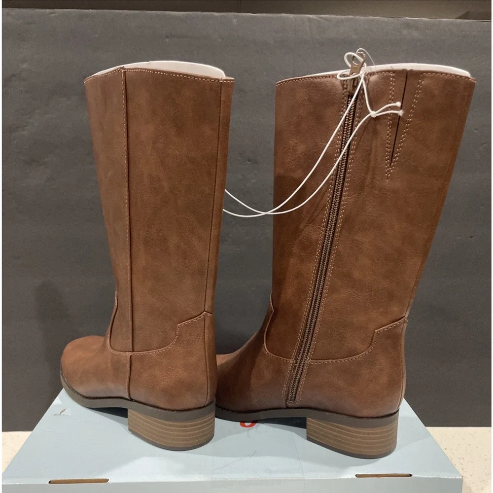 Girls' Sade Stove Pipe Calf Western Boots - Cat & Jack Brown 4